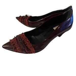 Coop Barneys New York Italy leather burgundy heels size 36.5, size 6 U.S.